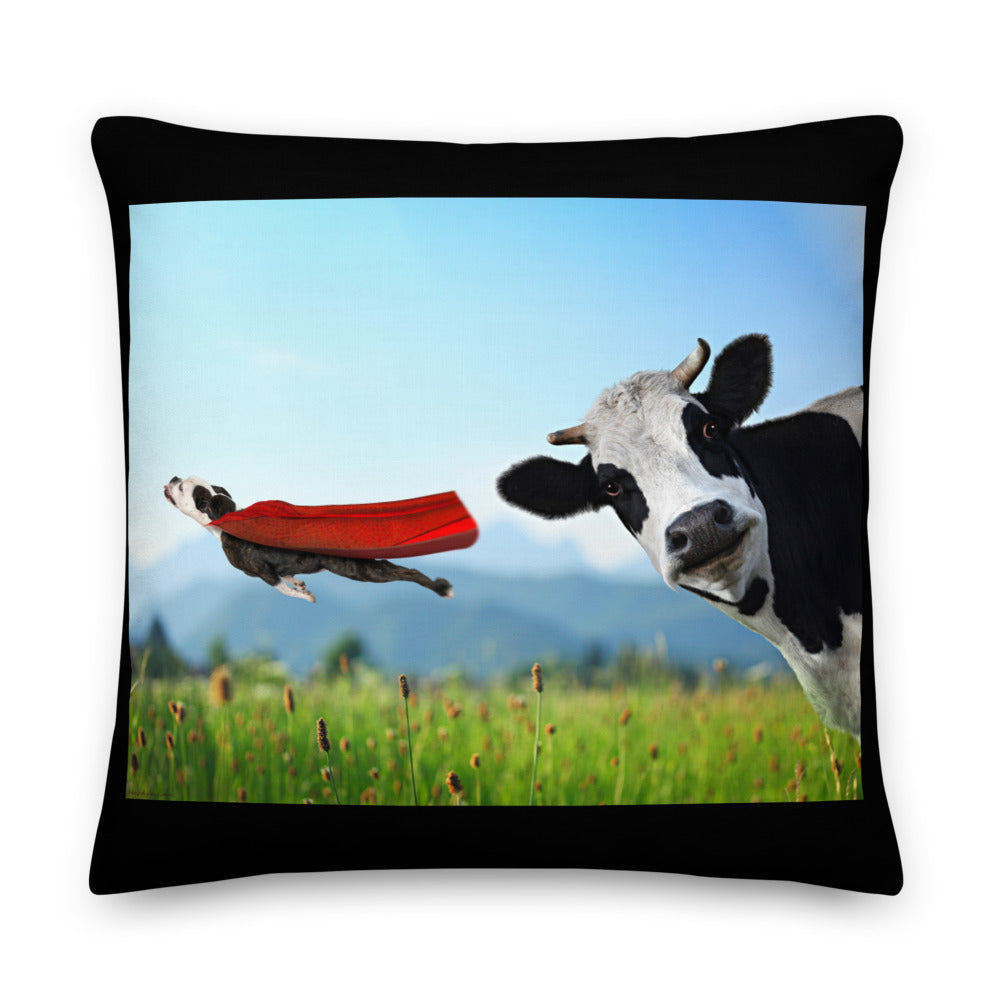 Premium Stuffed Pillow - Cow & Super Dog