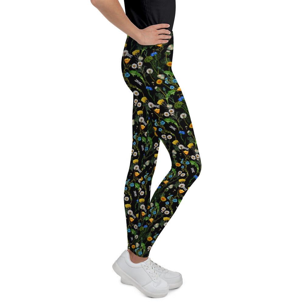 Youth Leggings - Dark Floral