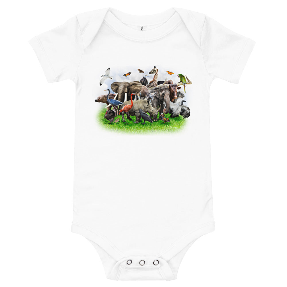 Light Soft Baby Bodysuit - A Bunch of Wild Animals