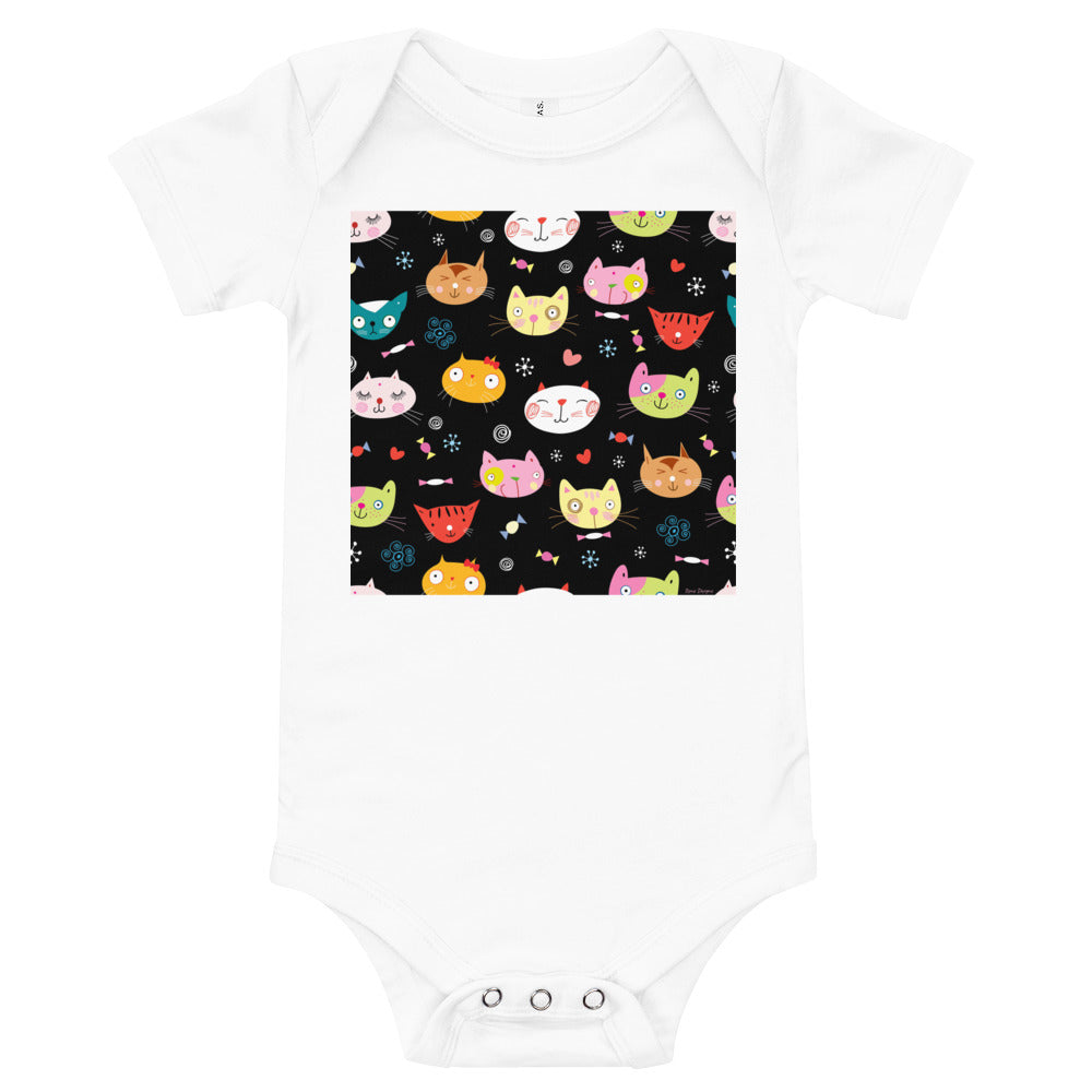 Light Soft Baby Bodysuit - Cat Faces