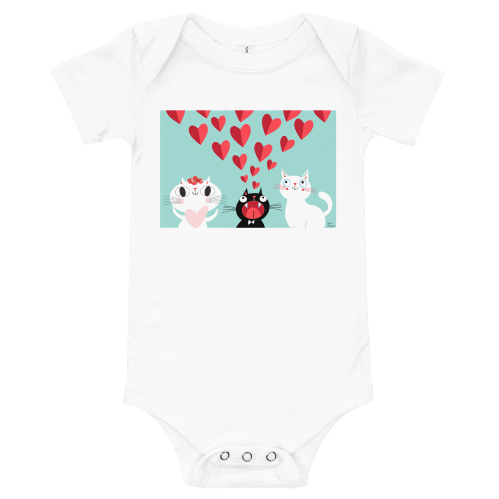 Light Soft Baby Bodysuit - Love Cats