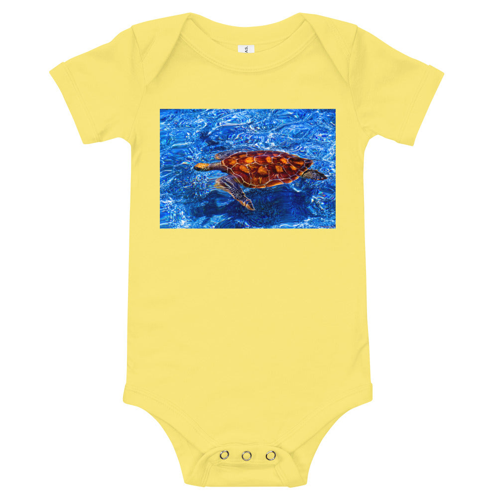 Light Soft Baby Bodysuit - Loggerhead Sea Turtle In Blue Water