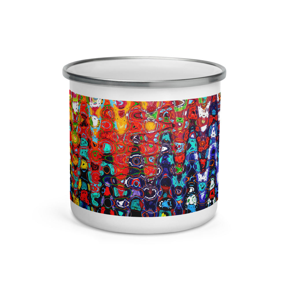 Happy Camper Silver Rim Enamelware Mug - Ziggy Abstract