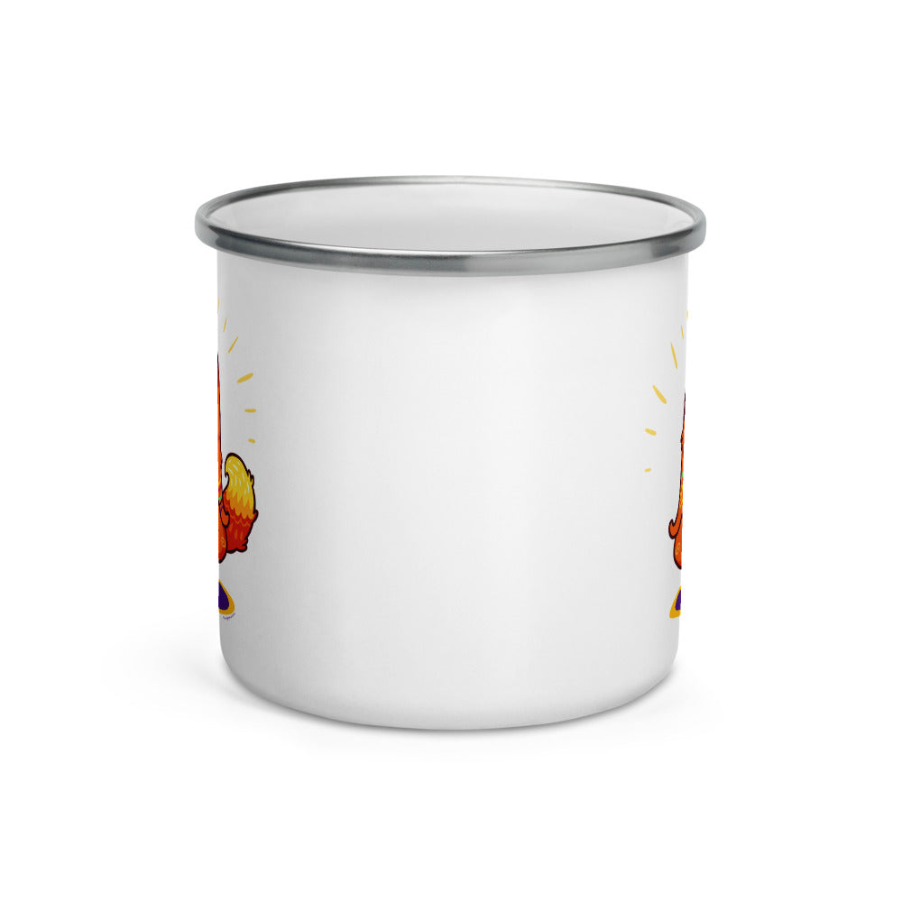Happy Camper Silver Rim Enamelware Mug - Enlightened Hygge Fox