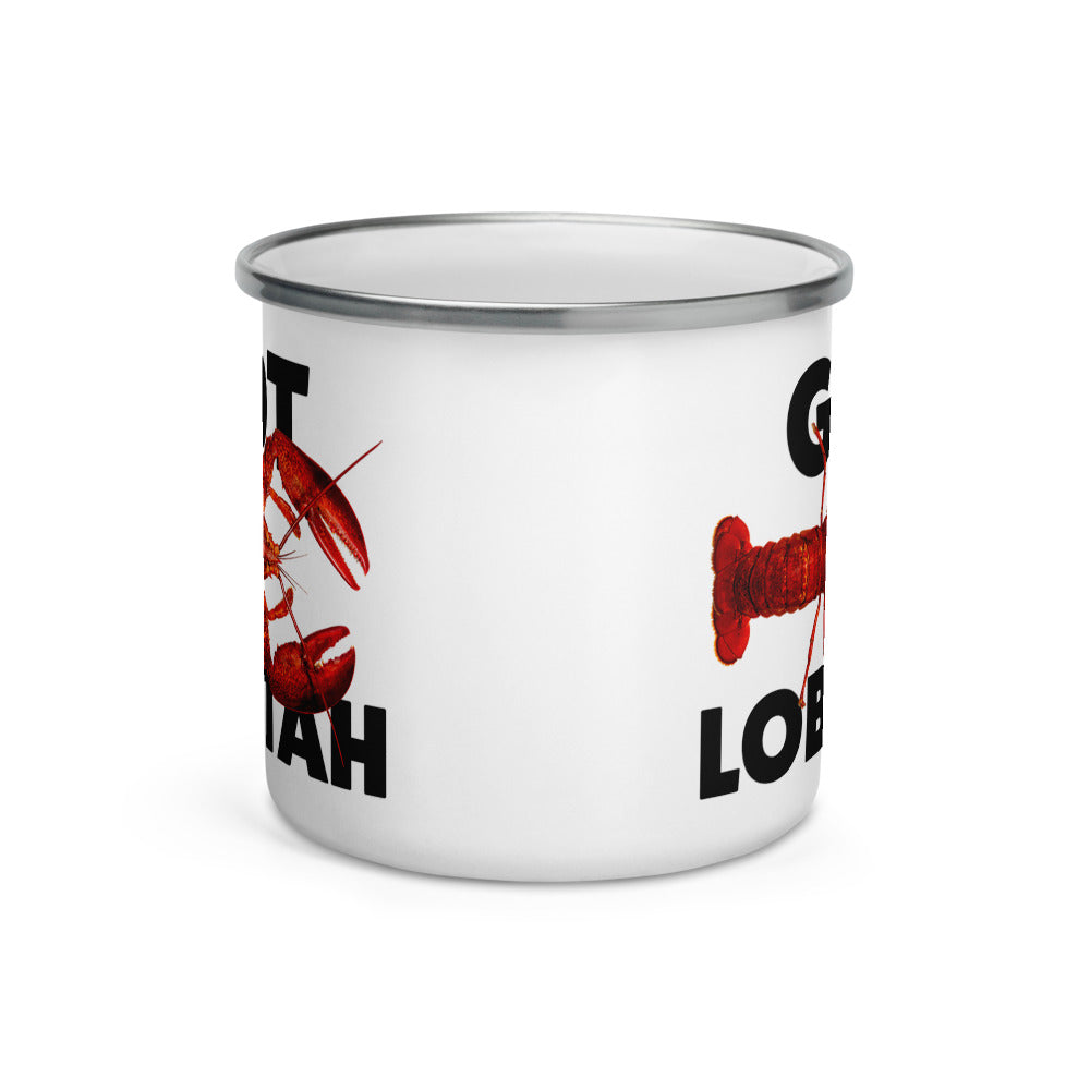 Happy Camper Silver Rim Enamelware Mug - Got Lobstah!