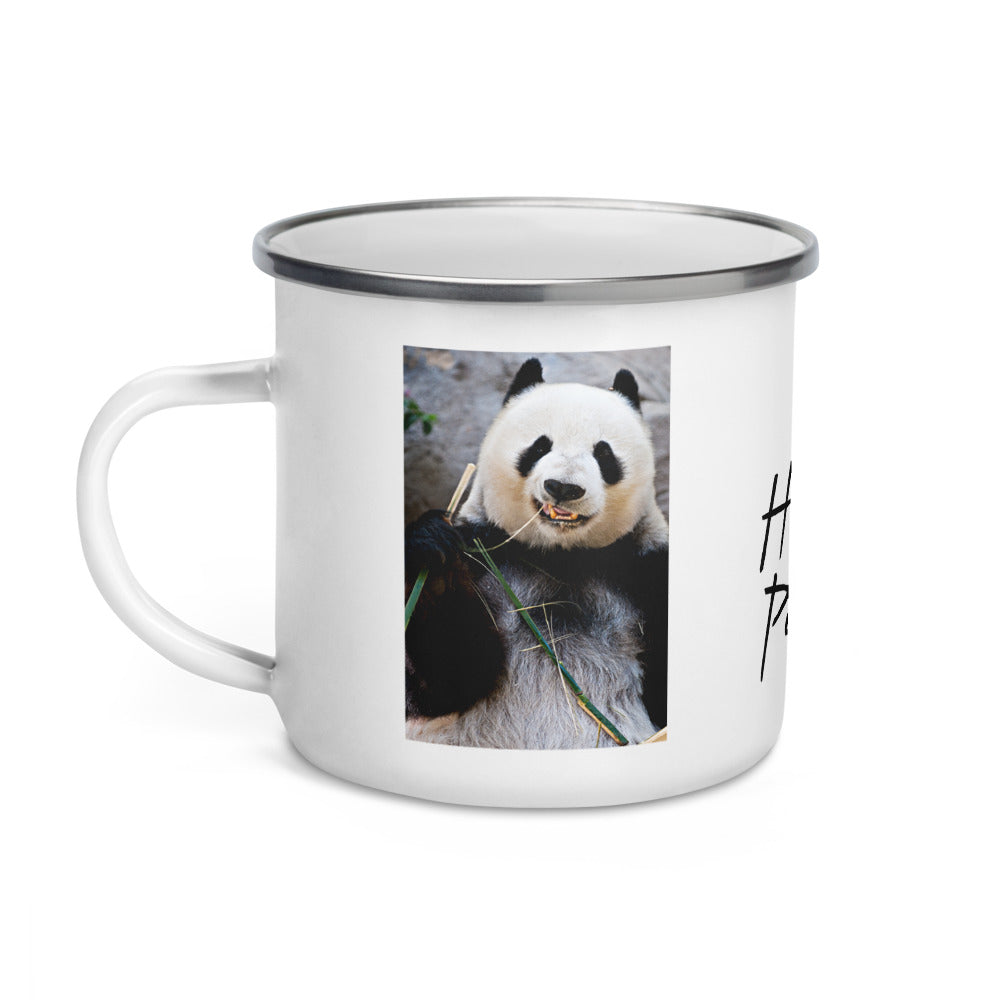 Happy Camper Silver Rim Enamelware Mug - Happy Panda