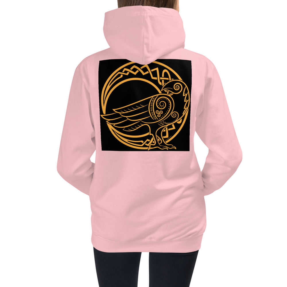 Premium Hoodie - BACK Print: Odin's Crow on a Crescent Moon