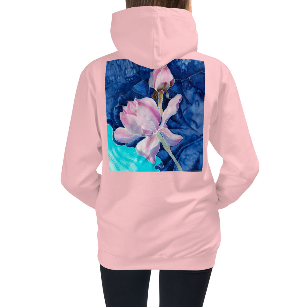 Premium Hoodie - BACK Print: Pink Flower Watercolor