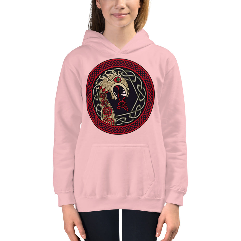Premium Hoodie - FRONT Print: Fire Breathing Viking Dragon