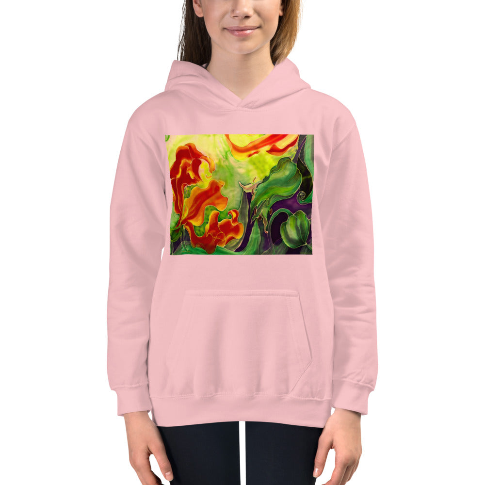 Premium Hoodie - FRONT Print: Red Flowers Watercolor #1