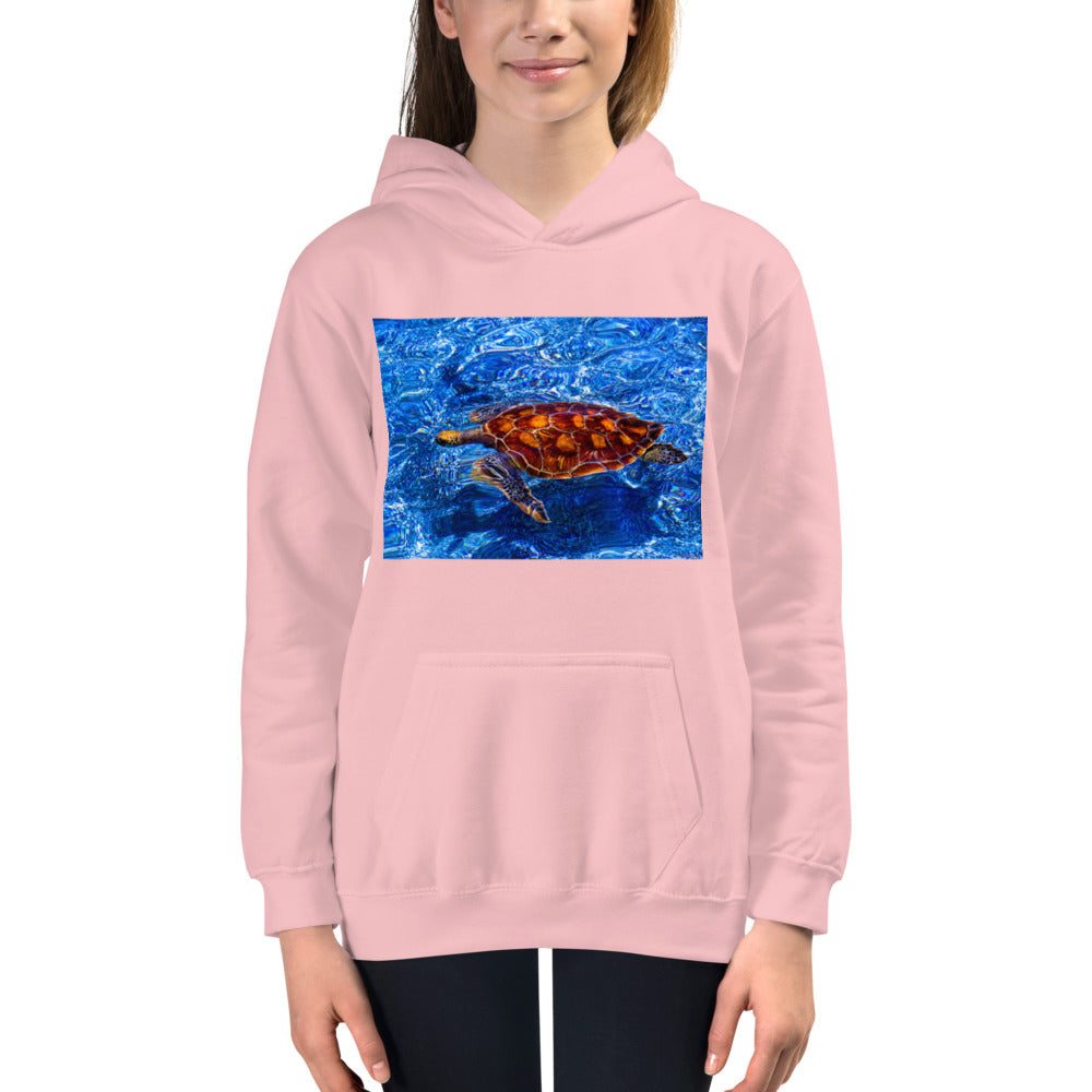 Premium Hoodie - FRONT Print: Sea Turtle in Blue Water