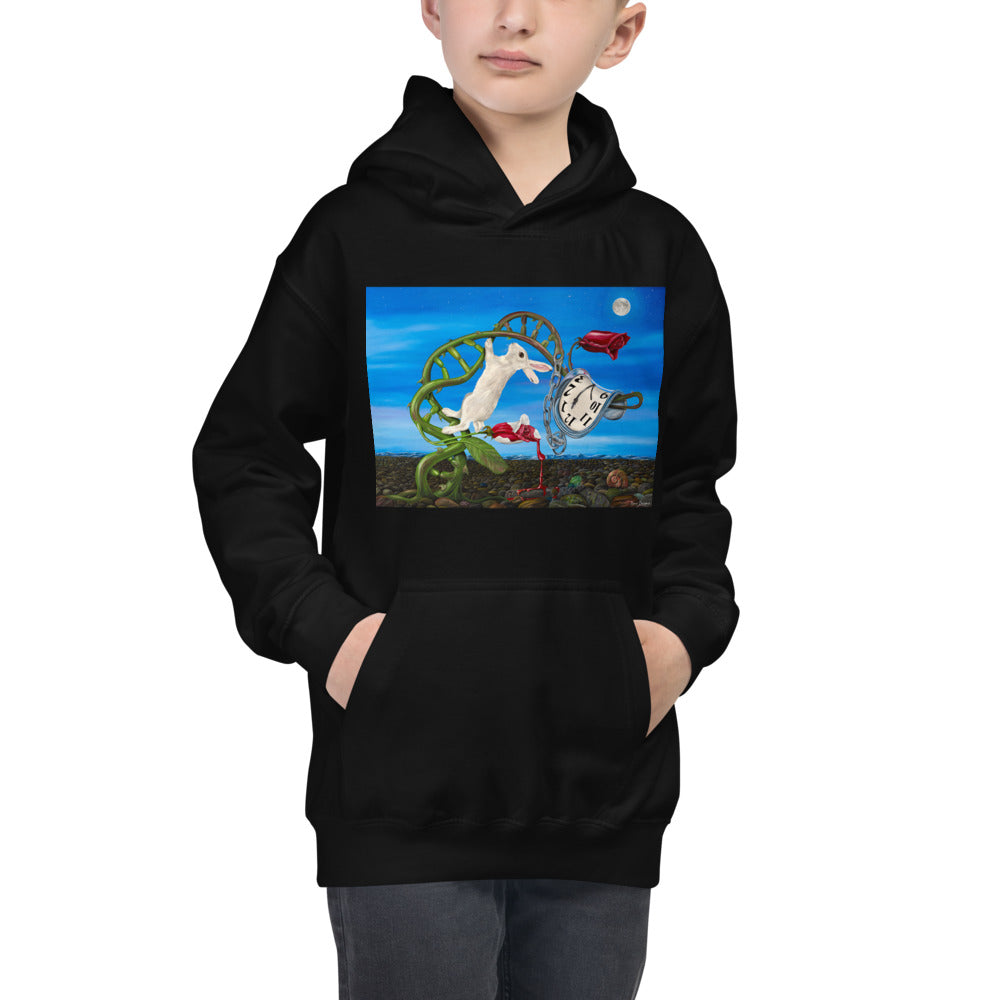 Premium Hoodie - FRONT & BACK Print: Dali Rabbit & Wonderland