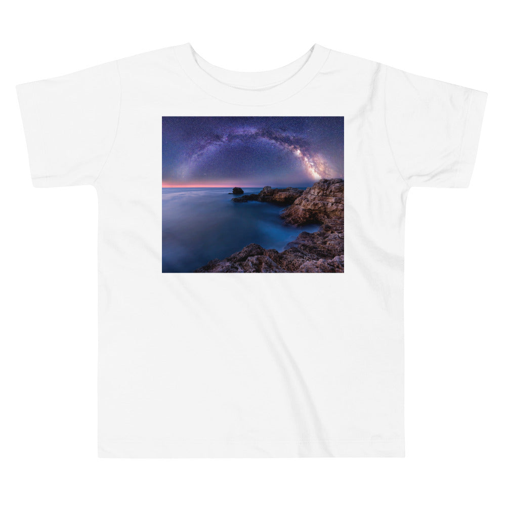 Premium Soft Toddler Tee - The Milky Way over a Rocky Bay