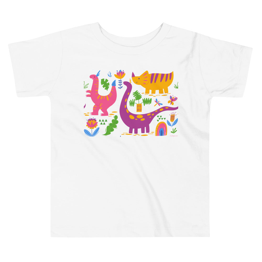 Premium Soft Toddler Tee - Purple Dino & Friends