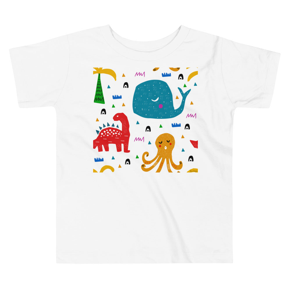 Premium Soft Toddler Tee - A Whale, A Dino & an Octopus