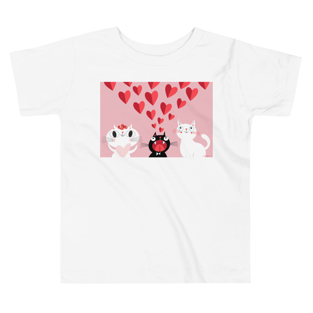 Premium Soft Toddler Tee - Pink Cat Love