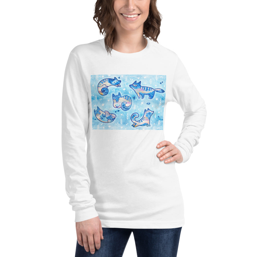Premium Long Sleeve - Foxes in Blue