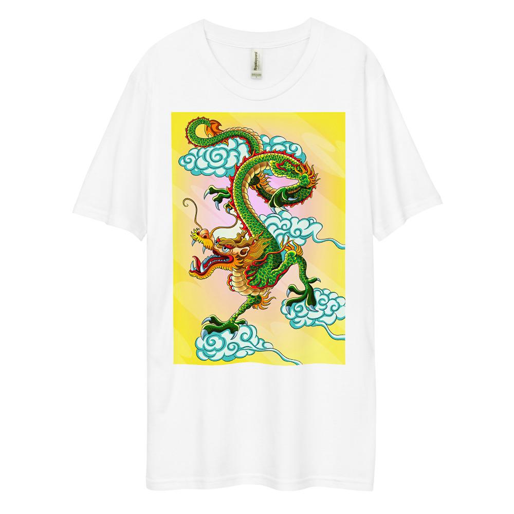 Dee Lux Tee - Green Chinese Sky Dragon on Yellow