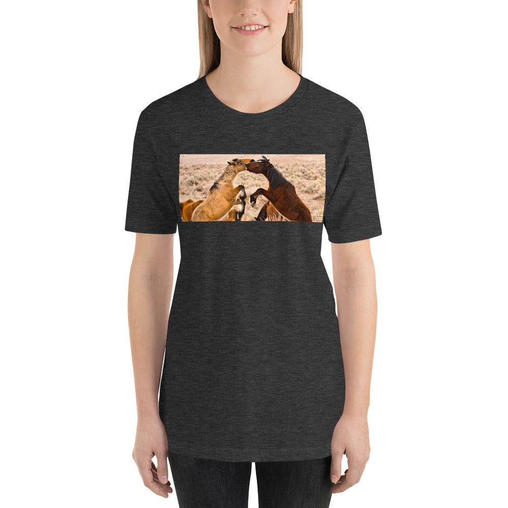 Classic Crew Neck Tee - Wild Mustangs Playing - Ronz-Design-Unique-Apparel