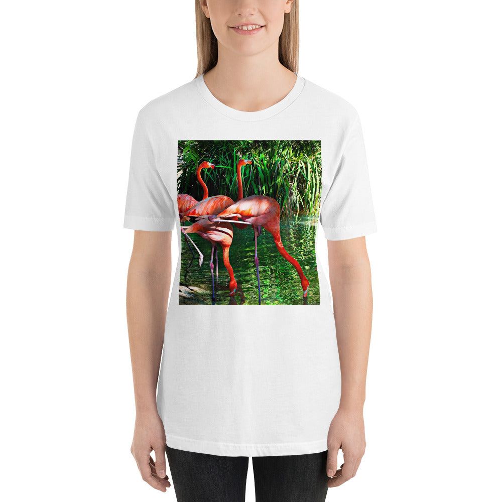 Classic Crew Neck Tee - Pink Flamingos - Ronz-Design-Unique-Apparel