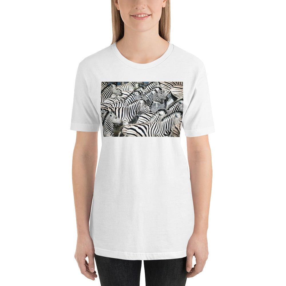Classic Crew Neck Tee - Zebras Running Through Water - Ronz-Design-Unique-Apparel