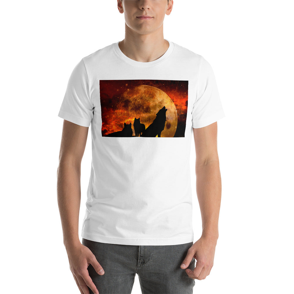 Classic Crew Neck Tee - Howling at the Orange Moon - Ronz-Design-Unique-Apparel