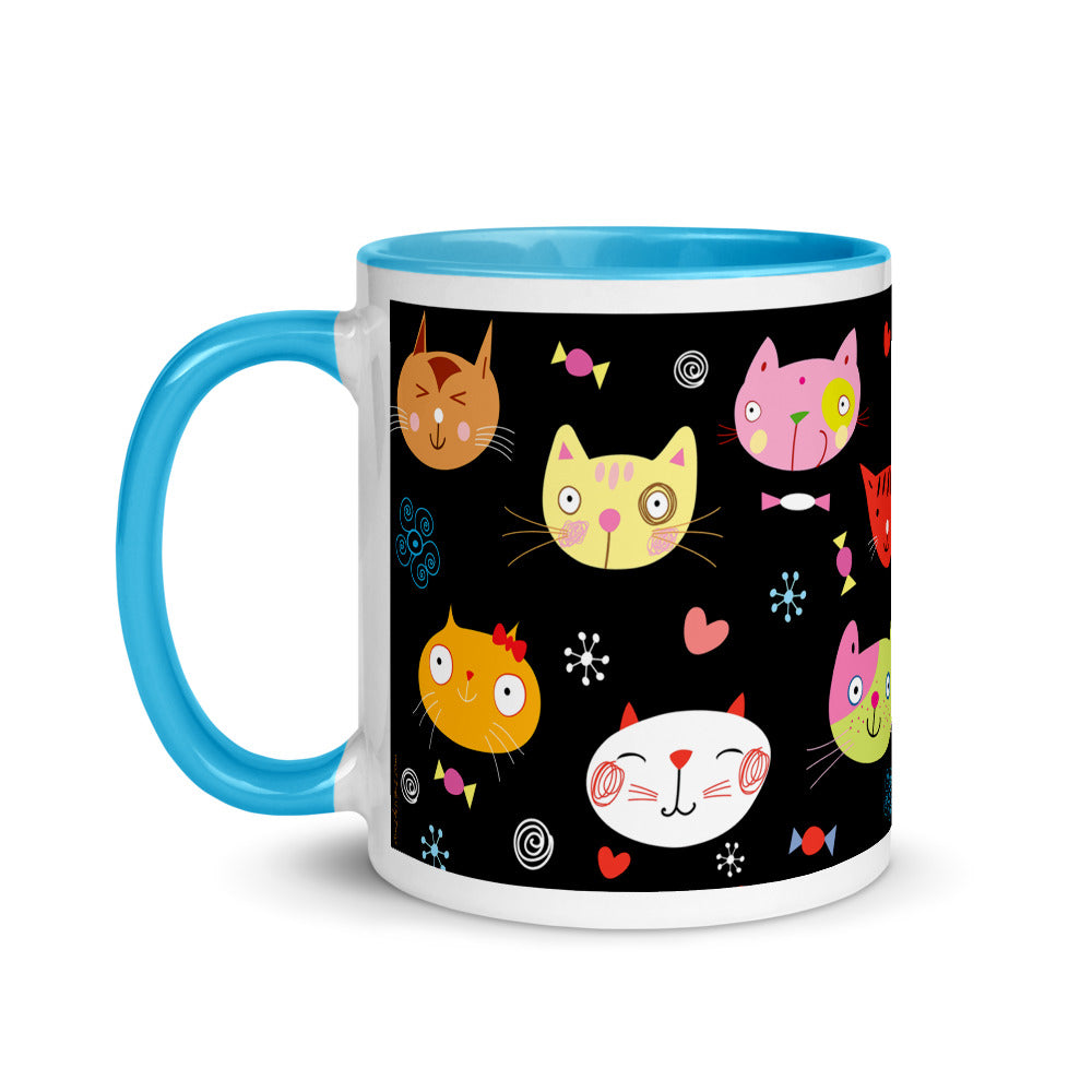Color Inside 11oz Mug - Cat Faces