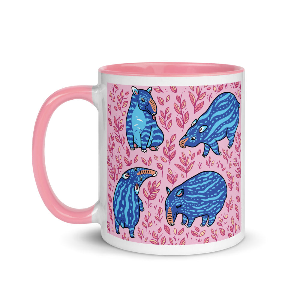 Color Inside 11oz Ceramic Mug - Funny Blue Tapirs