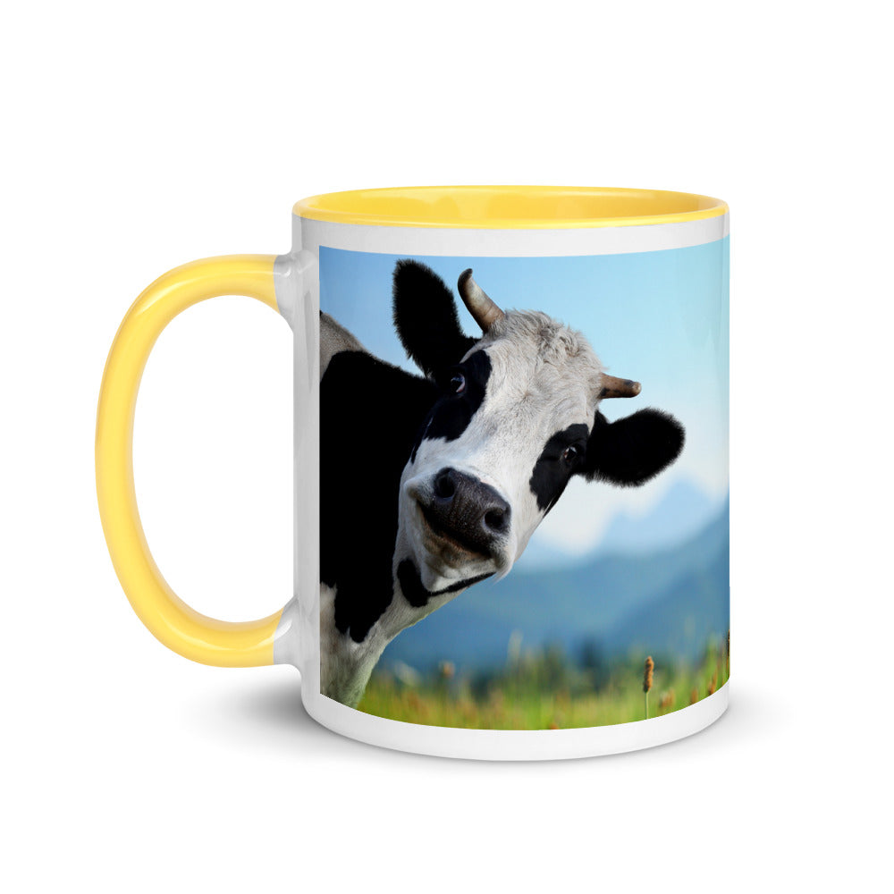 Color In 11oz Ceramic Mug - Cow & Super Dog