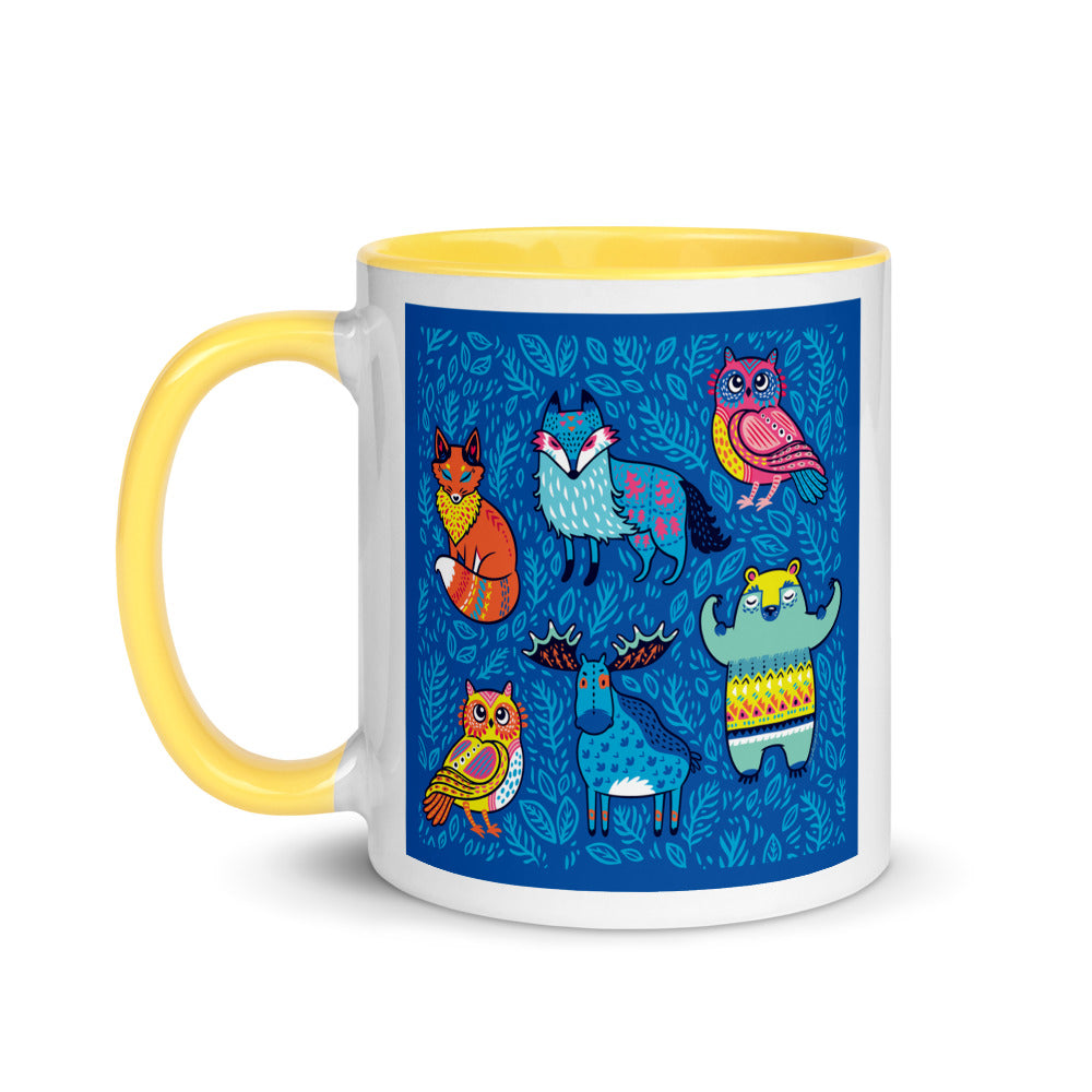 Color Inside 11oz Ceramic Mug - Blue Moose & Friends