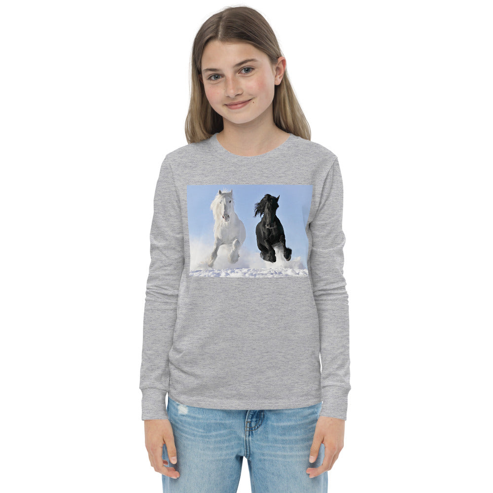 Premium Soft Long Sleeve - Black & White Stallions Flying