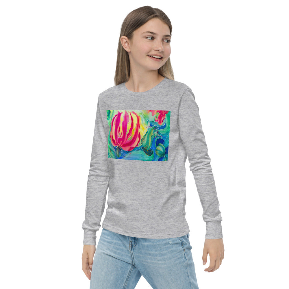 Premium Soft Long Sleeve - Red Flower Watercolor #4