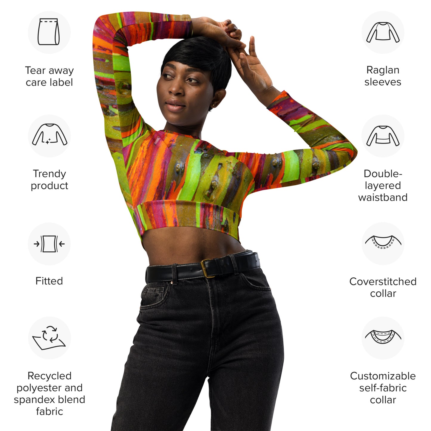 Rainbow Rainforest - Women's Long Sleeve Crop Top
