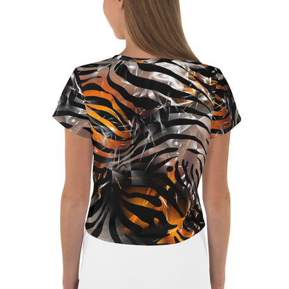 Custom Crop Top Print - Rock & Roll Orange Zebra Sparkle