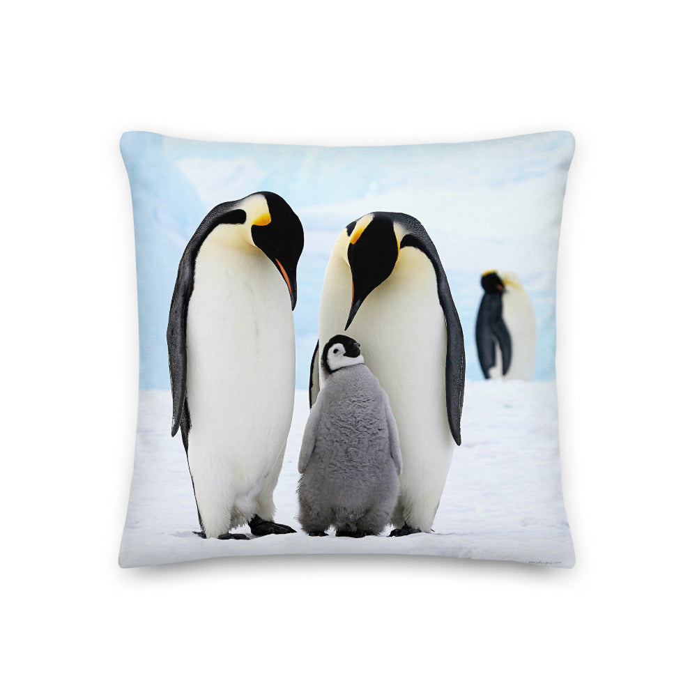 Premium Stuffed Pillow - Emperor Penguin Family