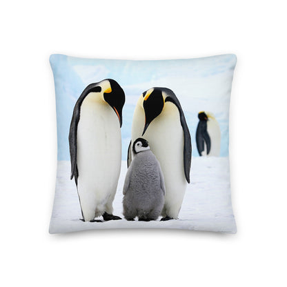 Premium Stuffed Pillow - Emperor Penguin Family