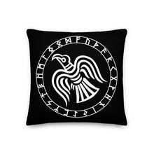 Load image into Gallery viewer, Premium Black Pillow - Odin&#39;s Crow Flying North NW
