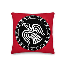 Load image into Gallery viewer, Premium Red Pillow - Odin&#39;s Crow Flying North NW
