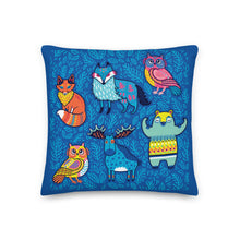Load image into Gallery viewer, Premium Stuffed Pillow - Hygge Blue Moose, Foxes, Owls &amp; a Bear
