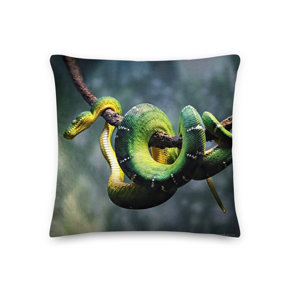 Premium Stuffed Pillow - Green Tree Python