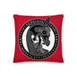 Premium Red Stuffed Pillow - Viking Warship Dragon Head in Runic Circle