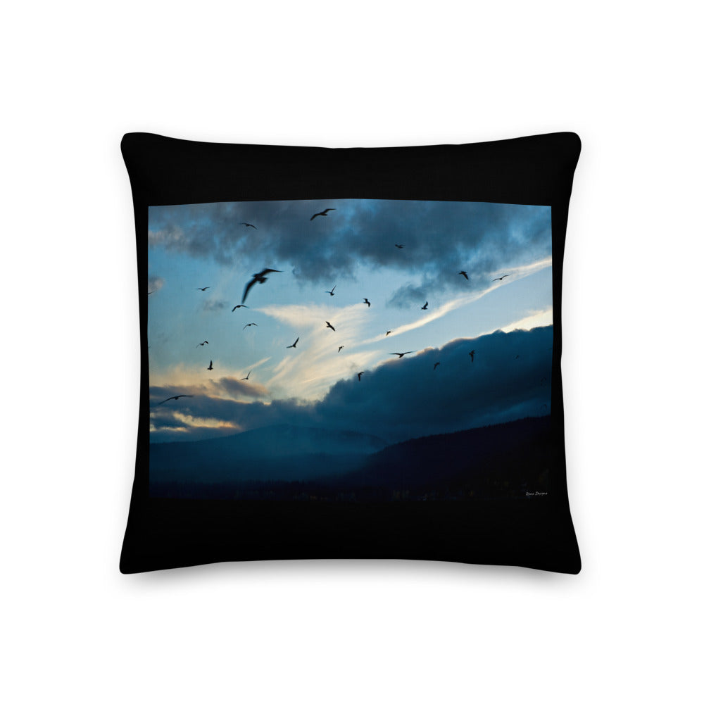 Premium Stuffed Pillow - Bird Storm, Lake Tahoe
