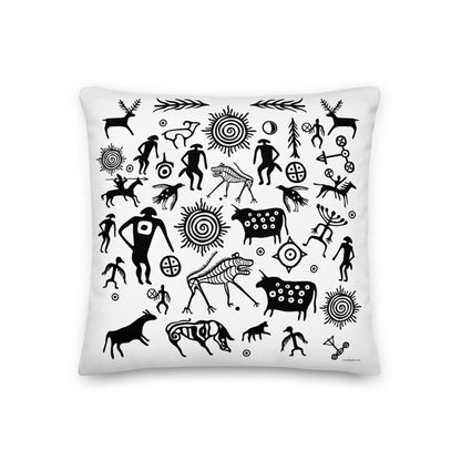 Premium White Stuffed Pillow - Petroglyphs #2