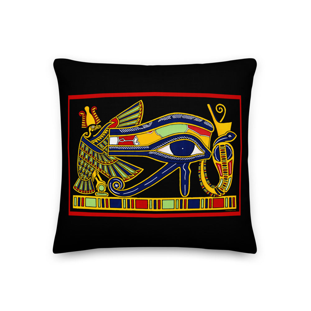 Premium Stuffed Pillow - Eye of Horus on Papyrus - Color Restoration