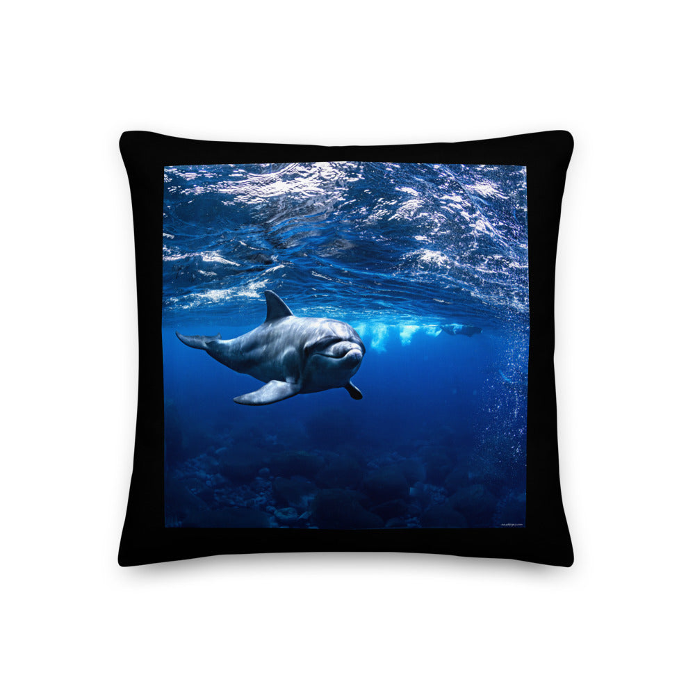 Premium Stuffed Pillow - Dolphin Diving
