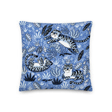 Load image into Gallery viewer, Premium Stuffed Pillow - Cavorting Blue Tigers
