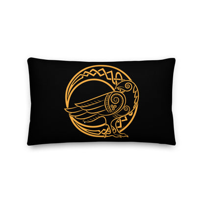 Premium Stuffed Pillow - Odin's Raven on a Crescent Moon