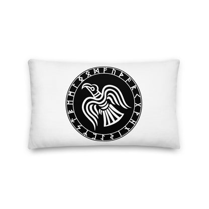 Premium White Pillow - Odin's Crow Flying North NW
