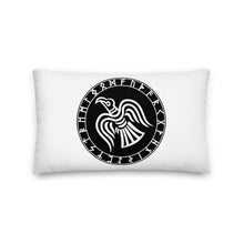 Load image into Gallery viewer, Premium White Pillow - Odin&#39;s Crow Flying North NW

