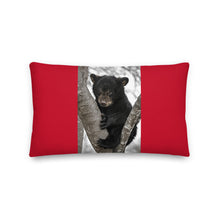 Load image into Gallery viewer, Premium Red Stuffed Pillow - Baby Black Bear in a Tree
